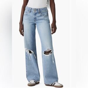 LEVIS Jeans NWT Super Low Loose Ripped Wide Leg 90s Y2K Cotton Blue Size 24